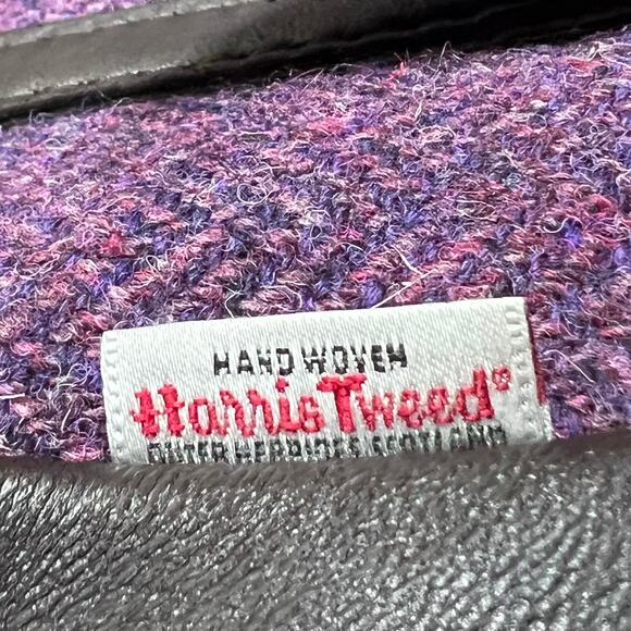 Barrhead Leather Brown Dearskin Aisling Medium Sized Bag w/ Purple Harris Tweed - Picture 14 of 16